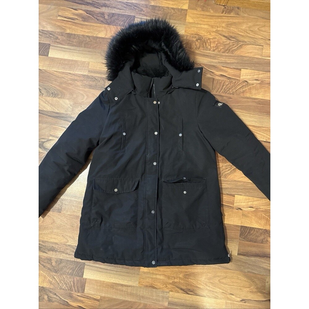 Lauren Ralph Lauren Black Fur Hooded Parka Size XL 100% Authentic